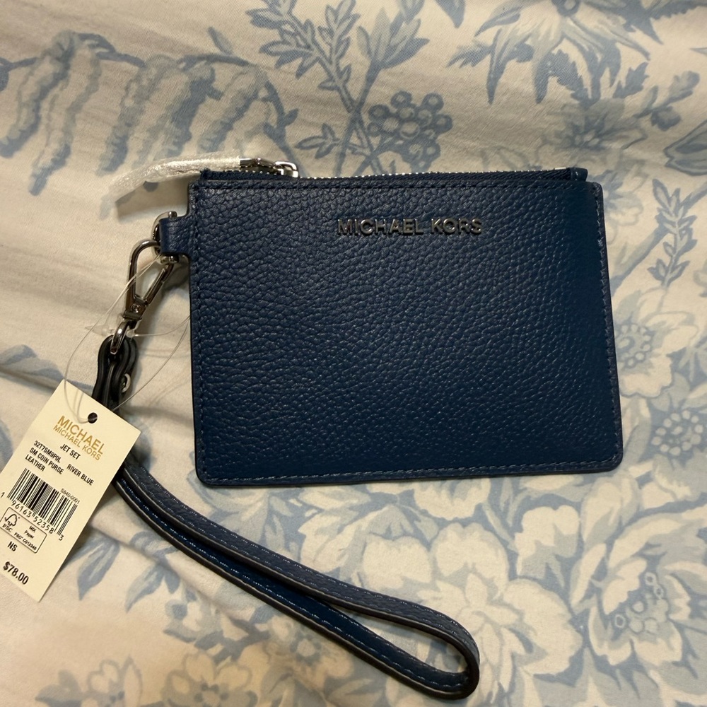 Michael Kors Navy and Silver Wristlet